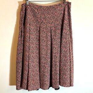 TALBOTS Sz 16 Vintage 100% Pure Silk Shell Lined Ditzy Flowers Pleated Skirt
